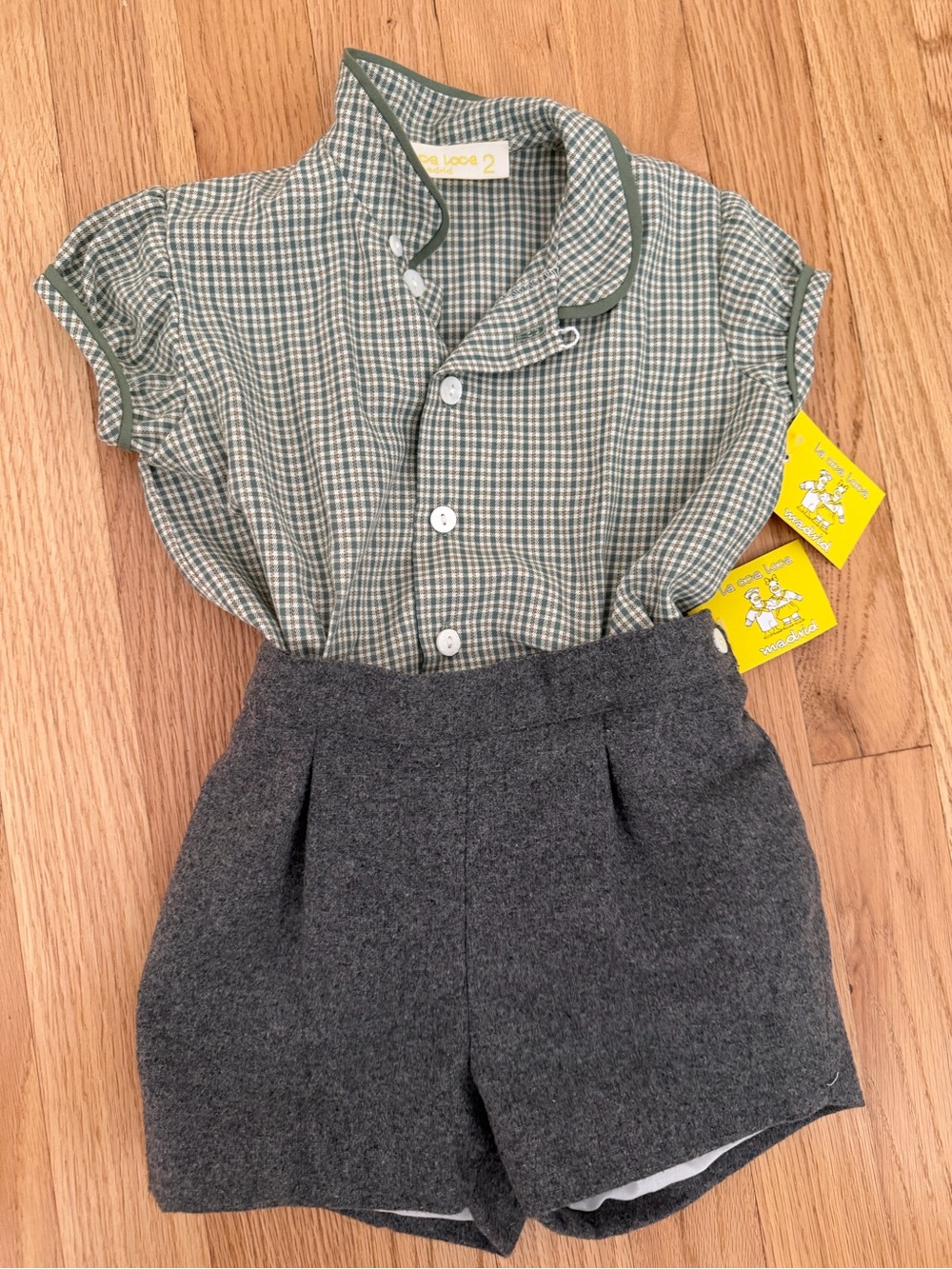 NWT Kids one piece shirt and wool shorts